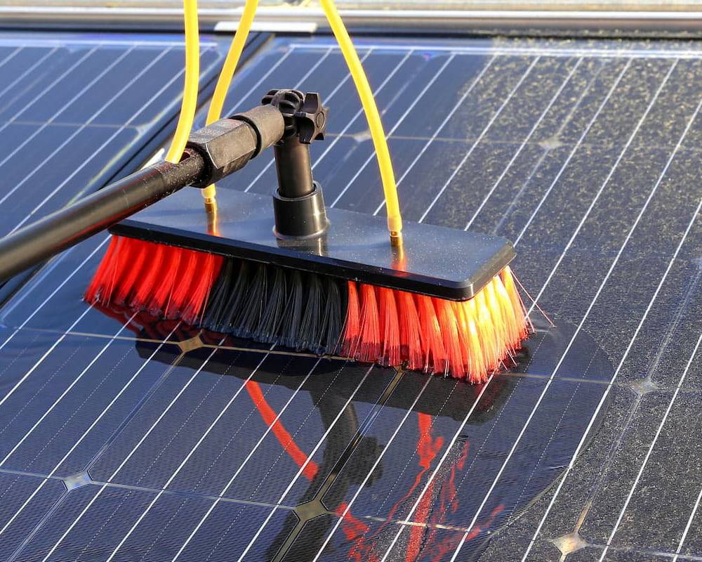 Cleaning Solar Panels With Brush